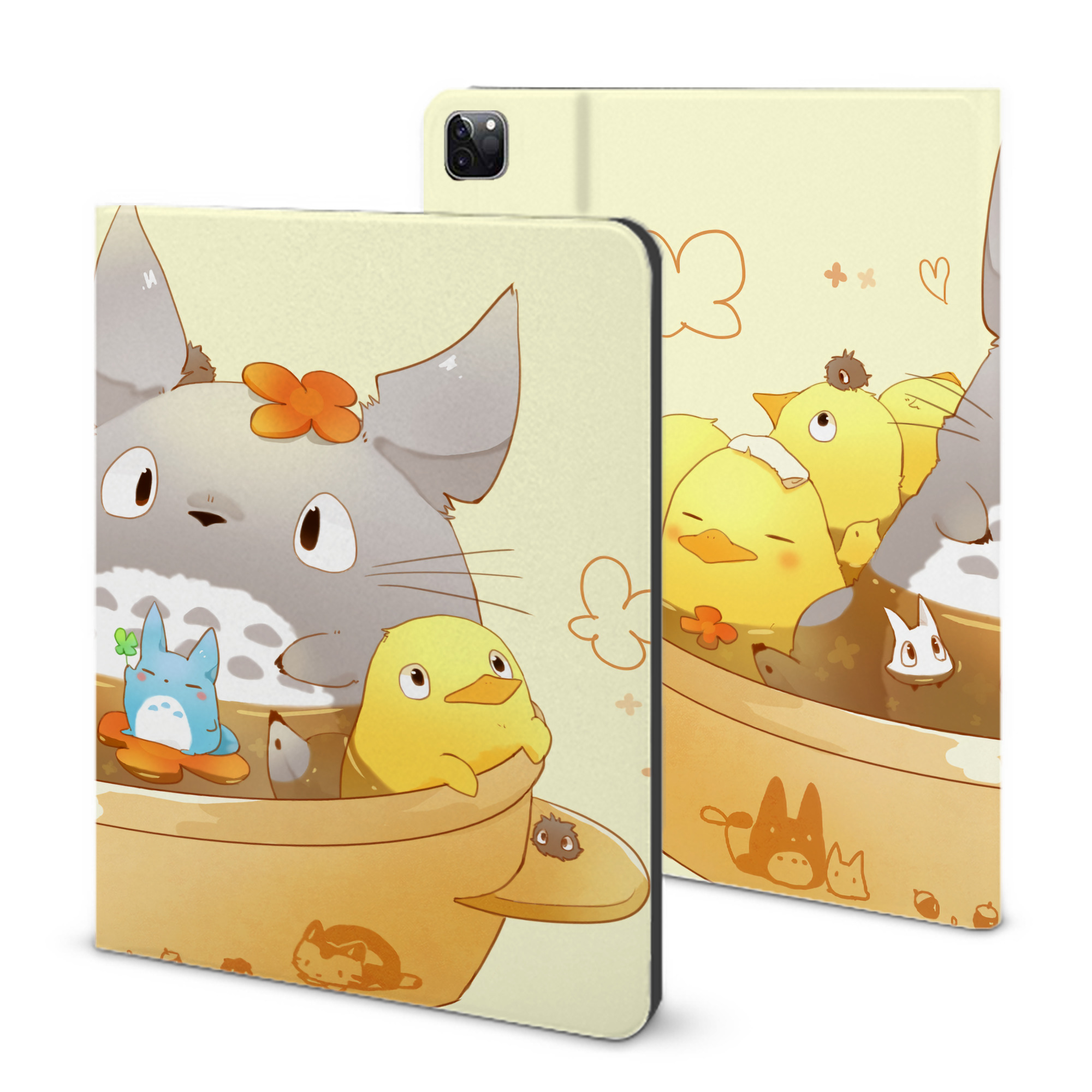 （画像用） となりのトトロ 草壁メイ 草壁サツキ My Neighbor Totoro Satsuki Kusakabe Mei Kusakabe IPad ケース ブック型 PUレザー TPU 耐衝撃 軽量 薄型 ペン収納なし 全面保護 IPad 各モデル対応